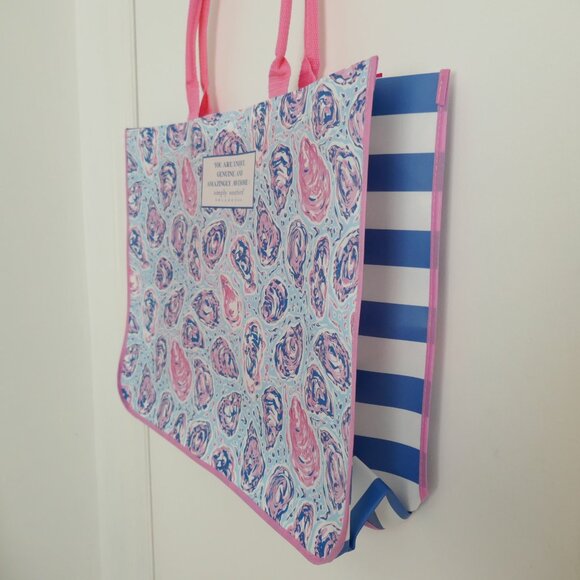 Simply Southern reusable oversized oyster print tote bag carryall beach grocery - Picture 5 of 6
